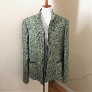 Tahari Green and Black Tweed Blazer